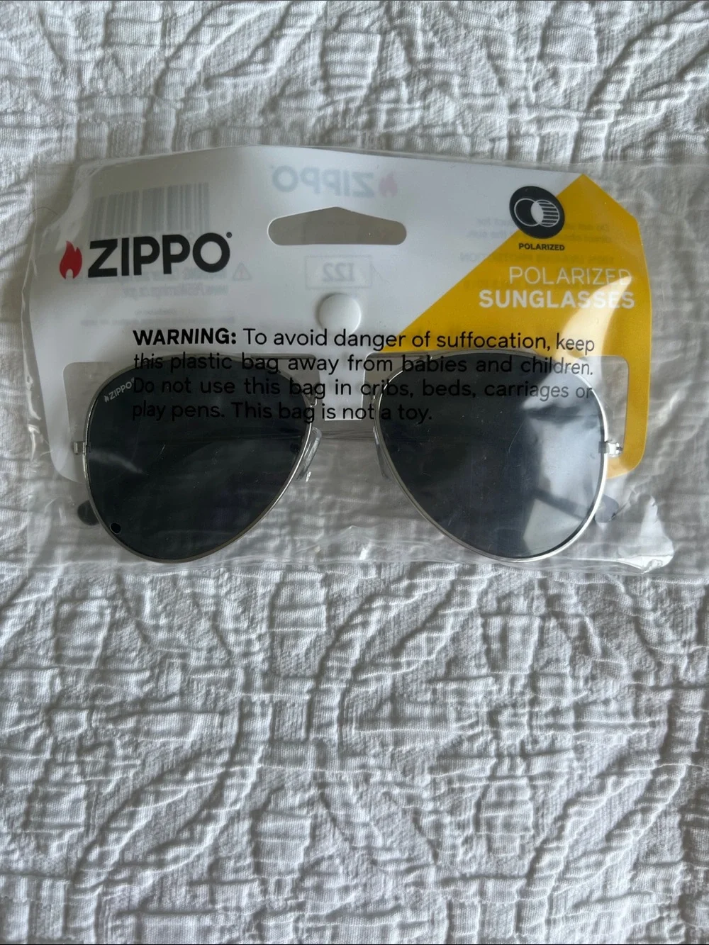 Zippo Polarized Aviator Sunglasses - Silver Frame, Black Lenses Unisex